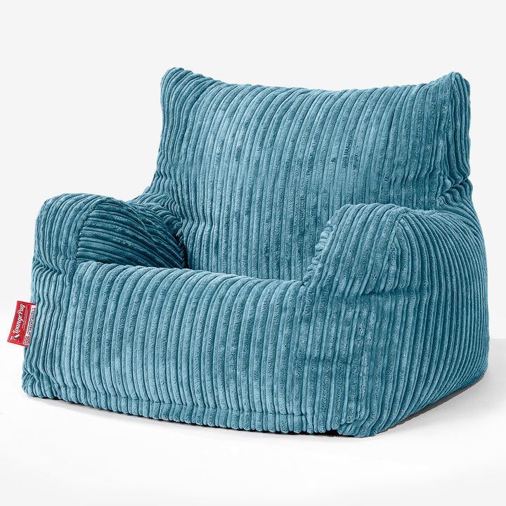 Teens Bean Bag Armchair 6-14 yr - Cord Aegean Blue 02