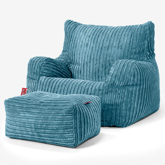 Teens Bean Bag Armchair 6-14 yr - Cord Aegean Blue 03
