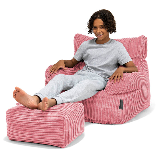 Teens Bean Bag Armchair 6-14 yr - Cord Coral Pink 01