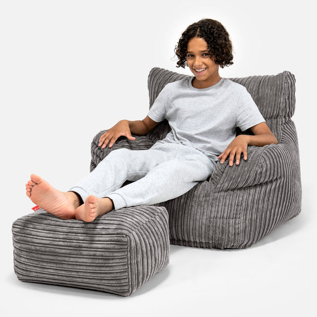 Teens Bean Bag Armchair 6-14 yr - Cord Graphite Grey 01