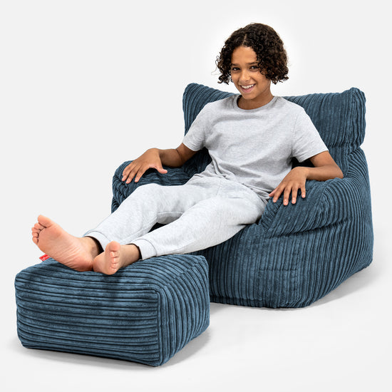Teens Bean Bag Armchair 6-14 yr - Cord Navy Blue 01