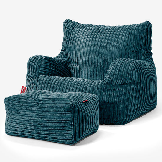 Teens Bean Bag Armchair 6-14 yr - Cord Teal Blue 03
