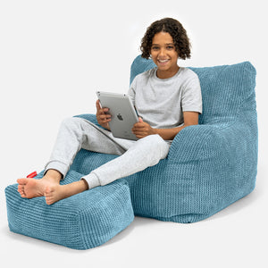 Teens Bean Bag Armchair 6-14 yr - Pom Pom Aegean Blue