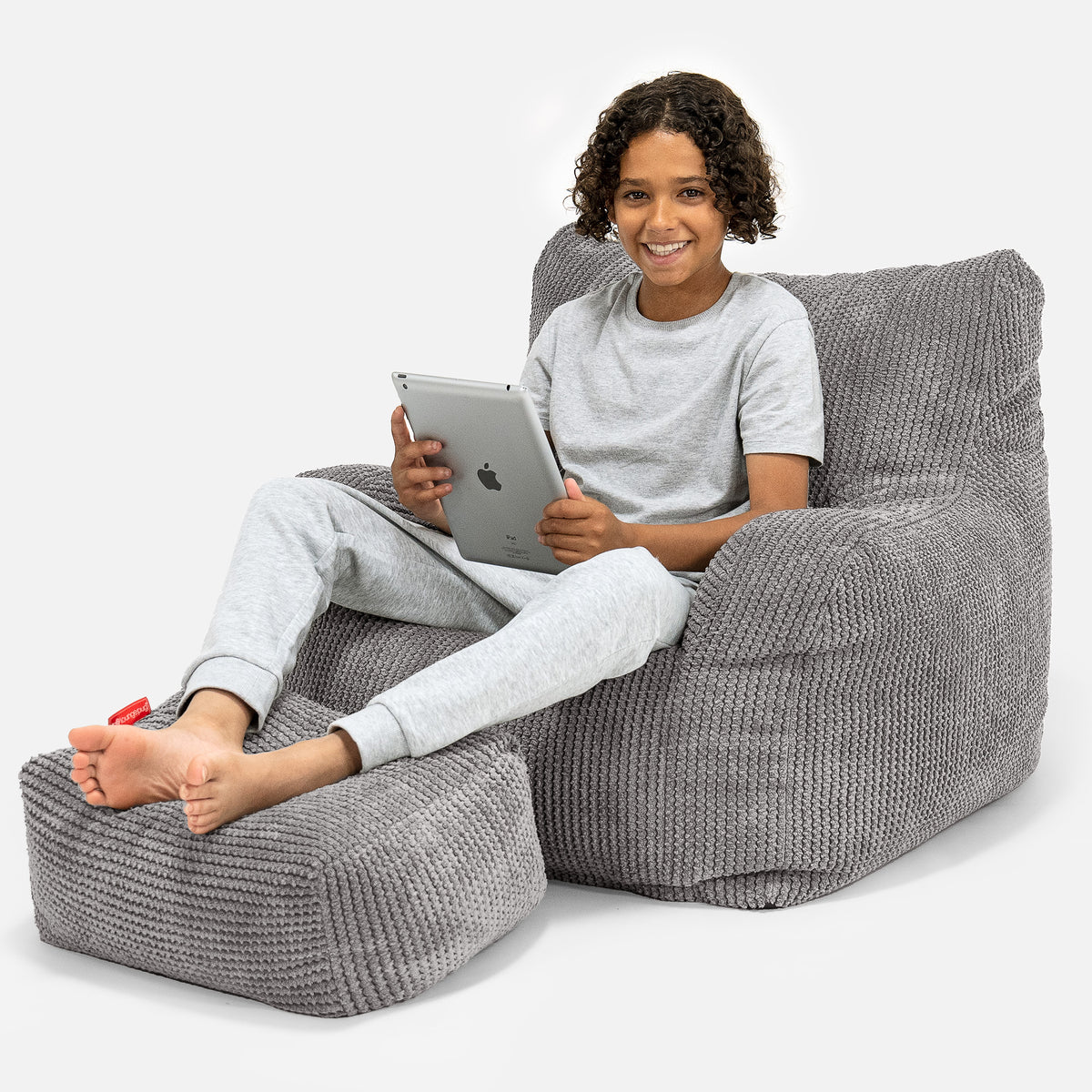 Lounge Pug Teens Bean Bag Armchair Pom Pom Charcoal Grey Beanbag Chairs for Teenagers Students Big Bertha Original IE