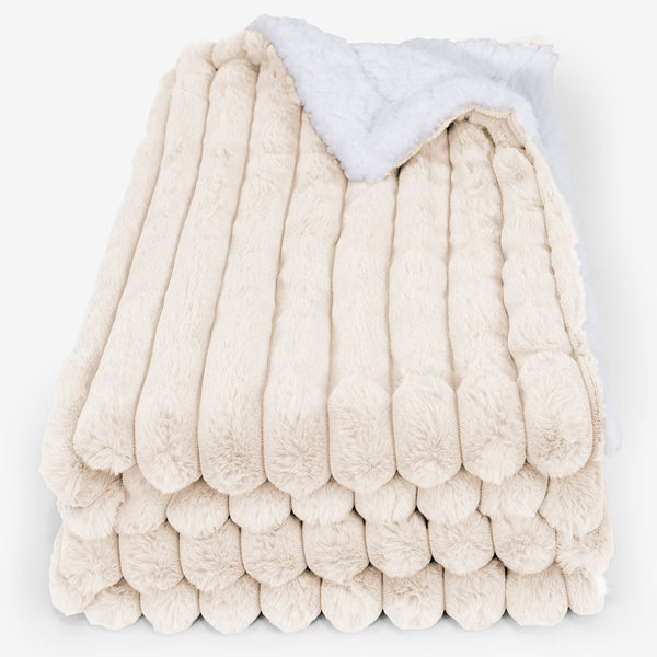 Sherpa Throw / Blanket - Ultra Plush Cord Cream 01