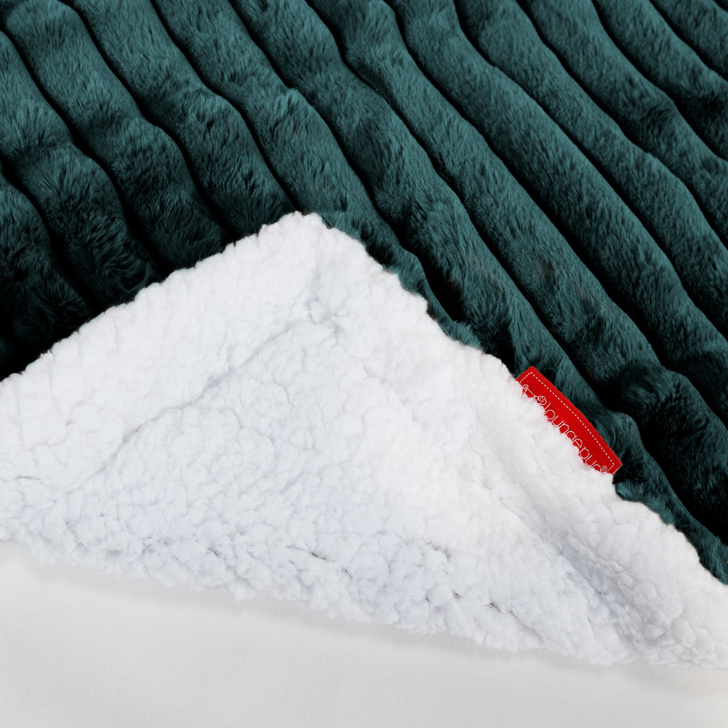 Sherpa Throw / Blanket - Ultra Plush Cord Teal 02