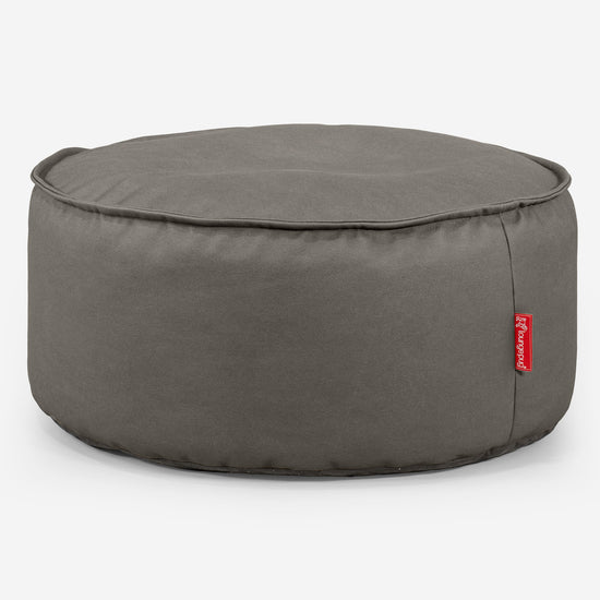 Large Round Pouffe - Vegan Leather Grey 01