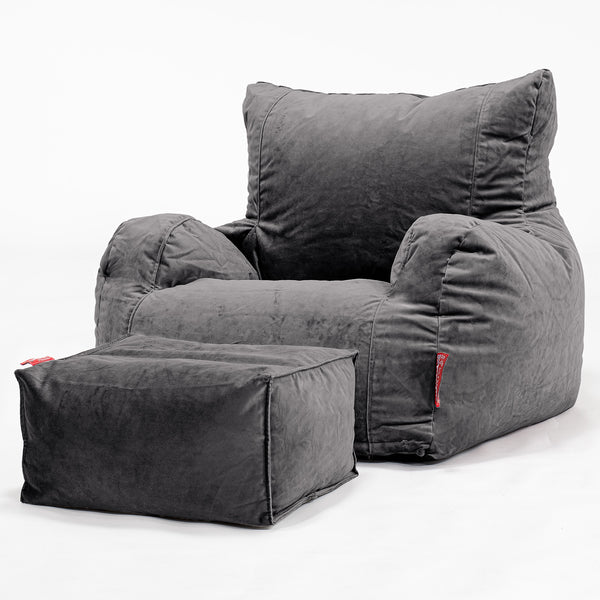 Bean Bag Armchair - Velvet Graphite Grey 01