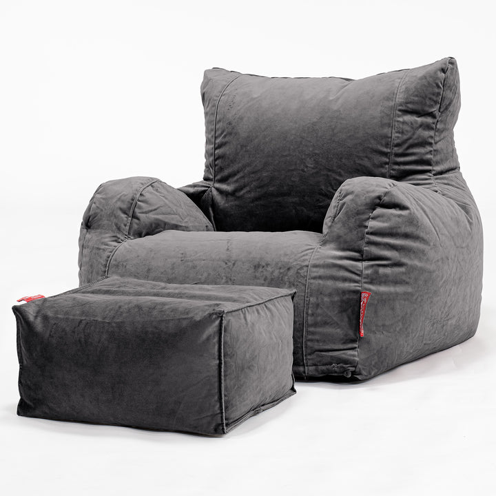 Bean Bag Armchair - Velvet Graphite Grey 02