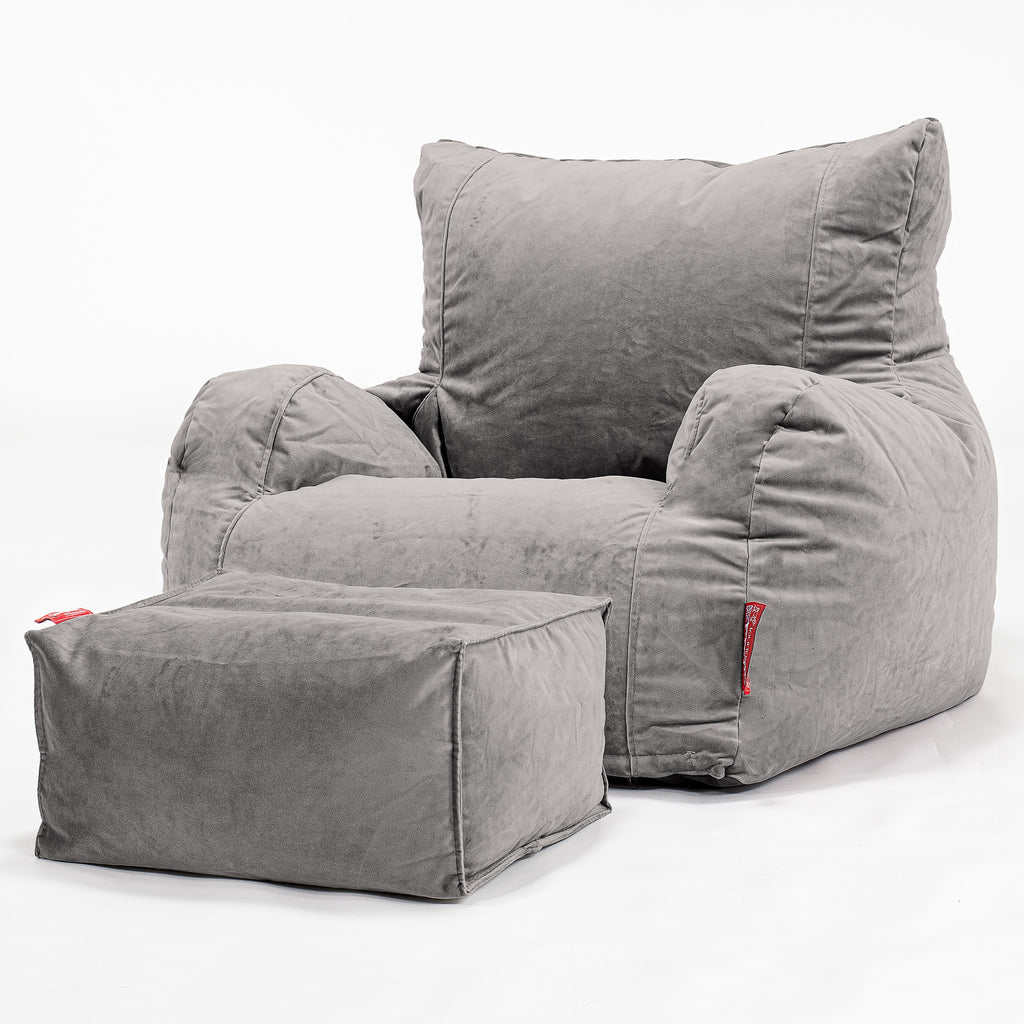 Bean Bag Armchair - Velvet Silver 02