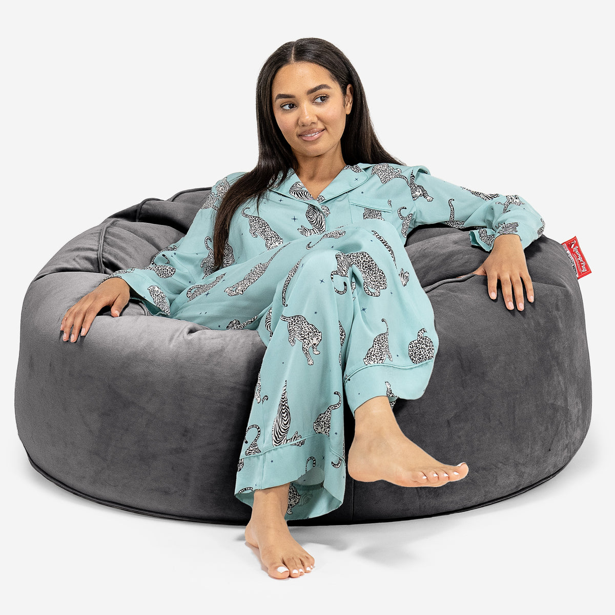 Lounge Pug Velvet Large Bean Bag For Adults Mammoth Giant Beanbag Uk Graphite Grey 5628