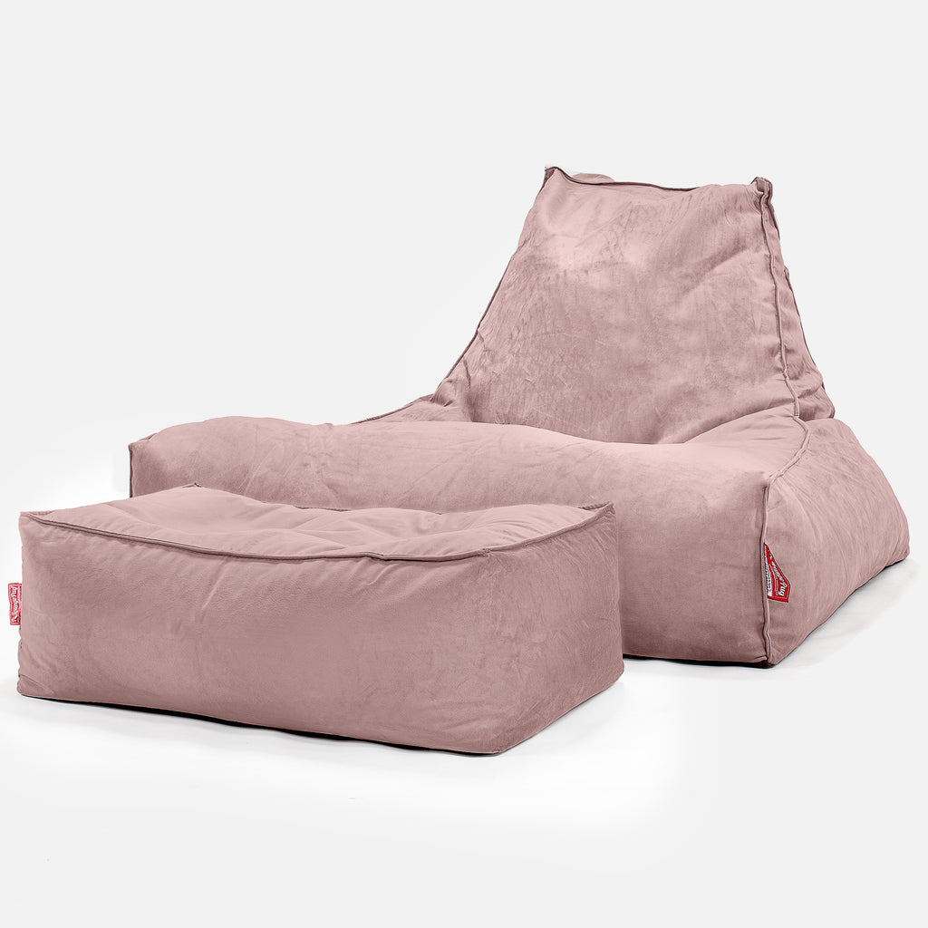 Mega Lounger Bean Bag - Velvet Rose Pink 02