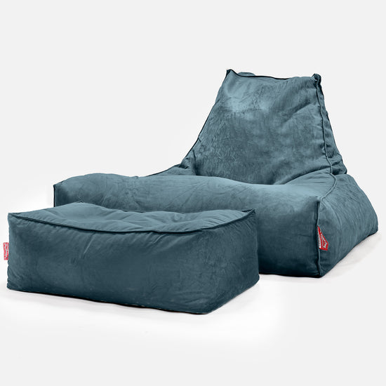 Mega Lounger Bean Bag - Velvet Teal 02