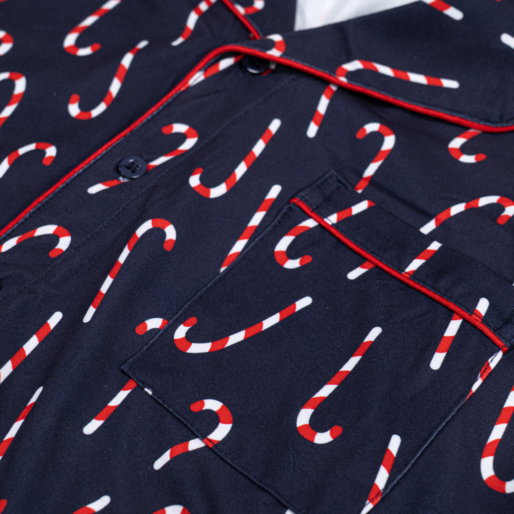 Men's Navy Candy Cane Stripe Pyjamas 06