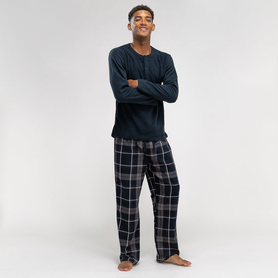 Men's Navy Check Pyjamas 02