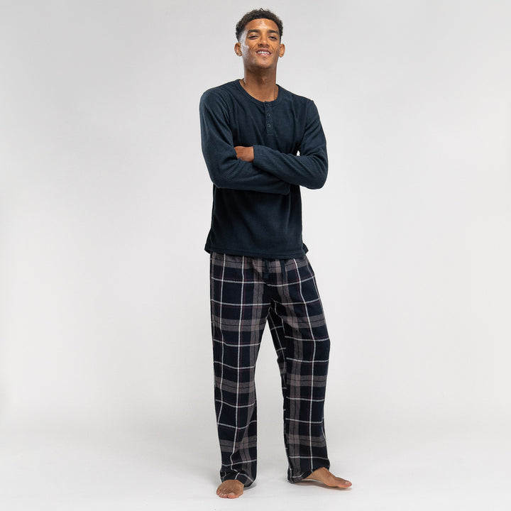 Men's Navy Check Pyjamas 02