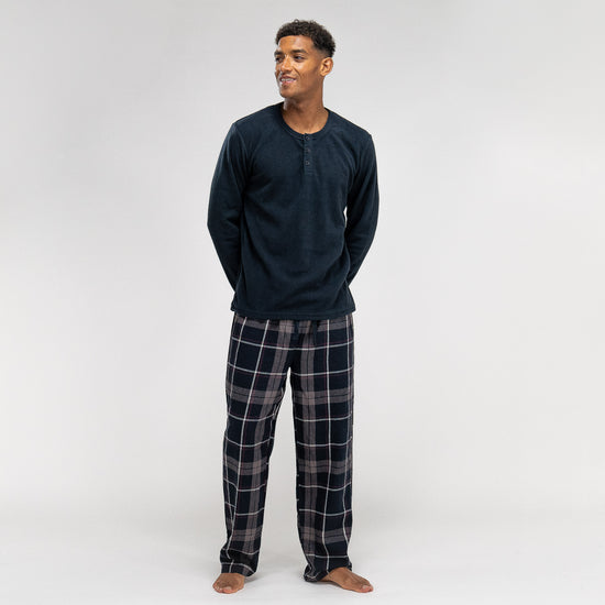 Men's Navy Check Pyjamas 03