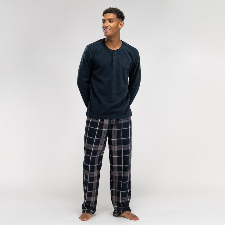 Men's Navy Check Pyjamas 03