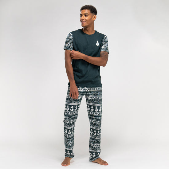 Men's Christmas Green Fairisle Jersey Pyjamas 03