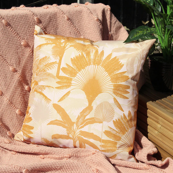 Outdoor Scatter Cushion Cover 43 x 43cm - Palm Print Fabric Close-up Image