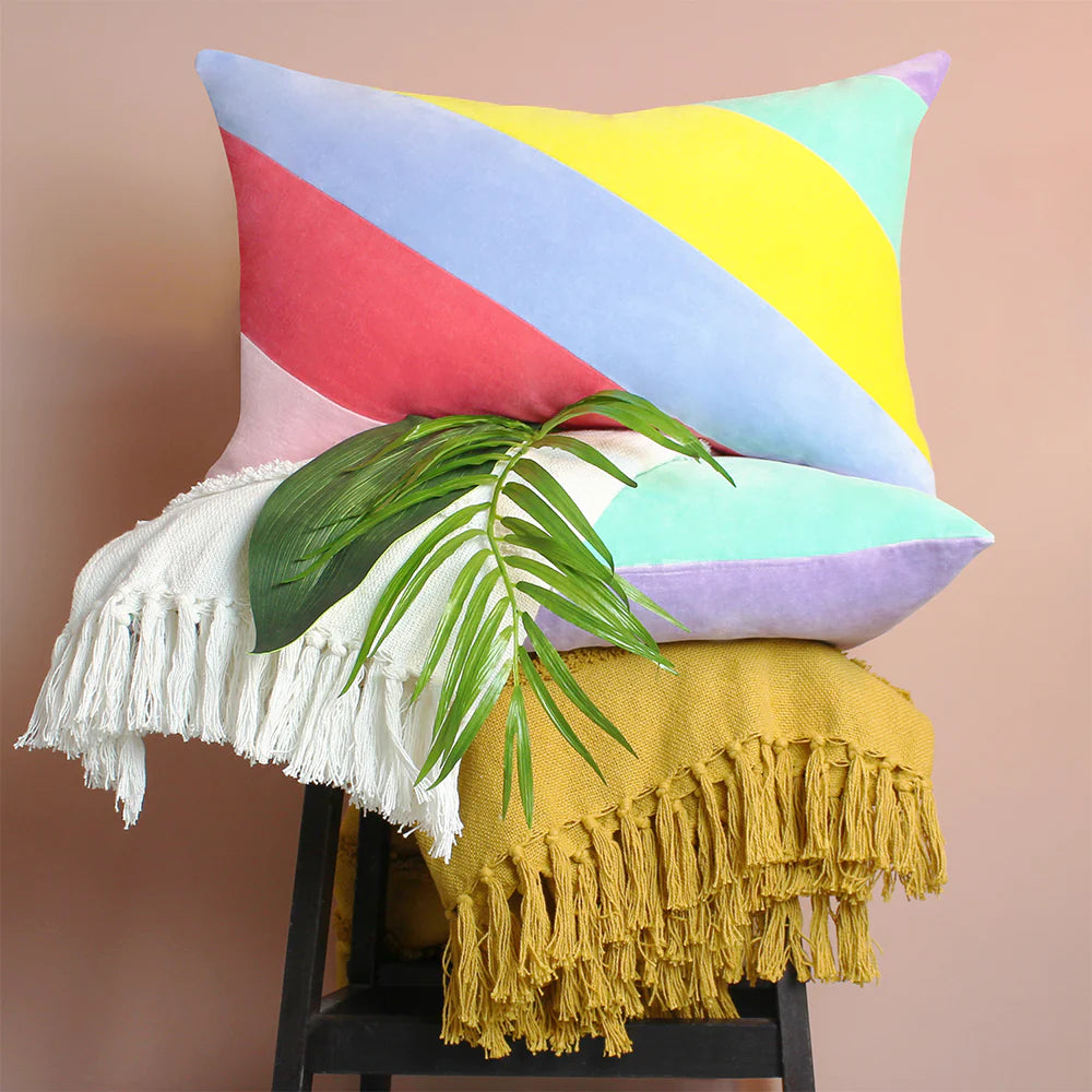 Rectangular Scatter Cushion Cover 40 x 60cm - Stripe Velvet Pastel 04