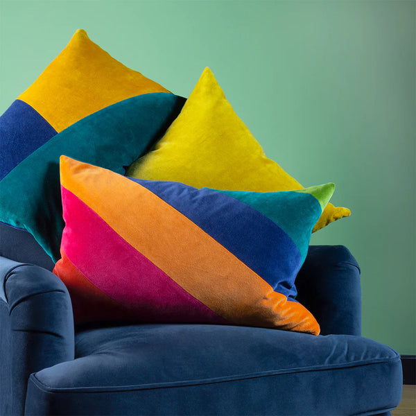 Rectangular Scatter Cushion Cover 40 x 60cm - Stripe Velvet Fabric Close-up Image