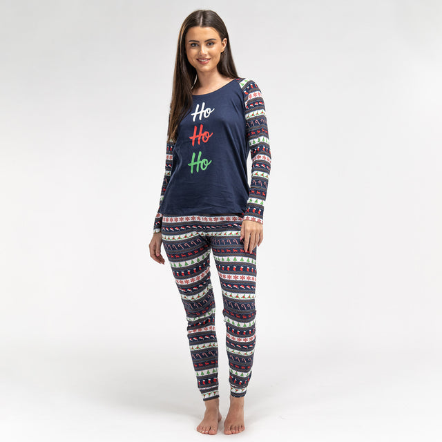 Women's Christmas Fairisle Printed Jersey Pyjamas 01