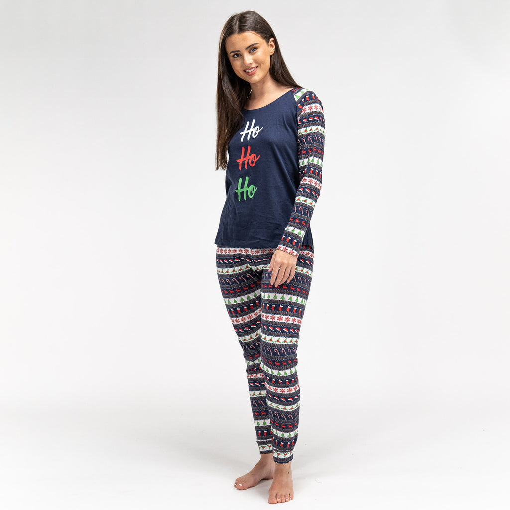 Women's Christmas Fairisle Printed Jersey Pyjamas 02