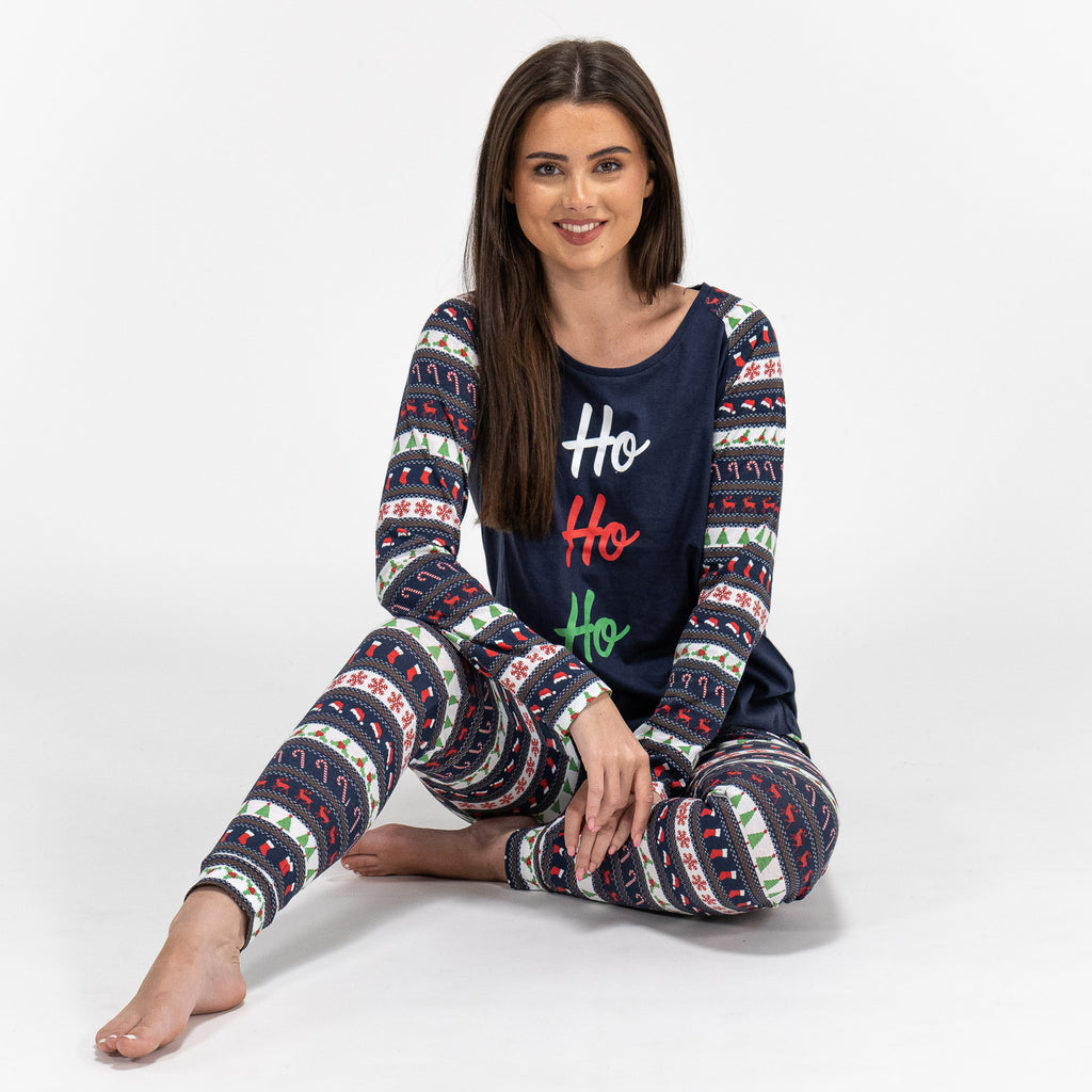 Women's Christmas Fairisle Printed Jersey Pyjamas 04
