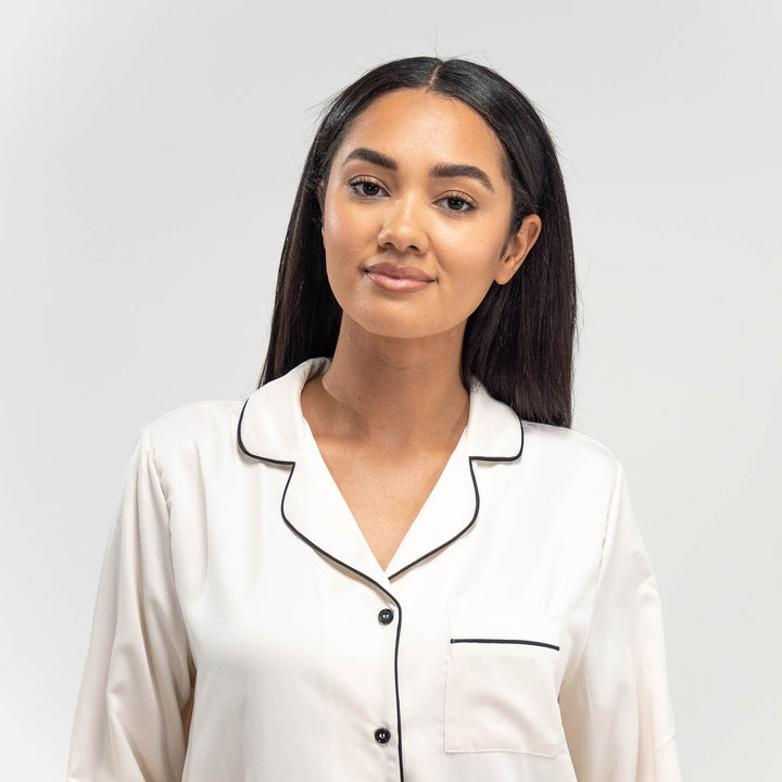 Cream satin pyjamas womens best sale