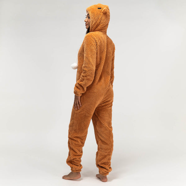 Women's Fox Character Fleece Onesie Fabric Close-up Image