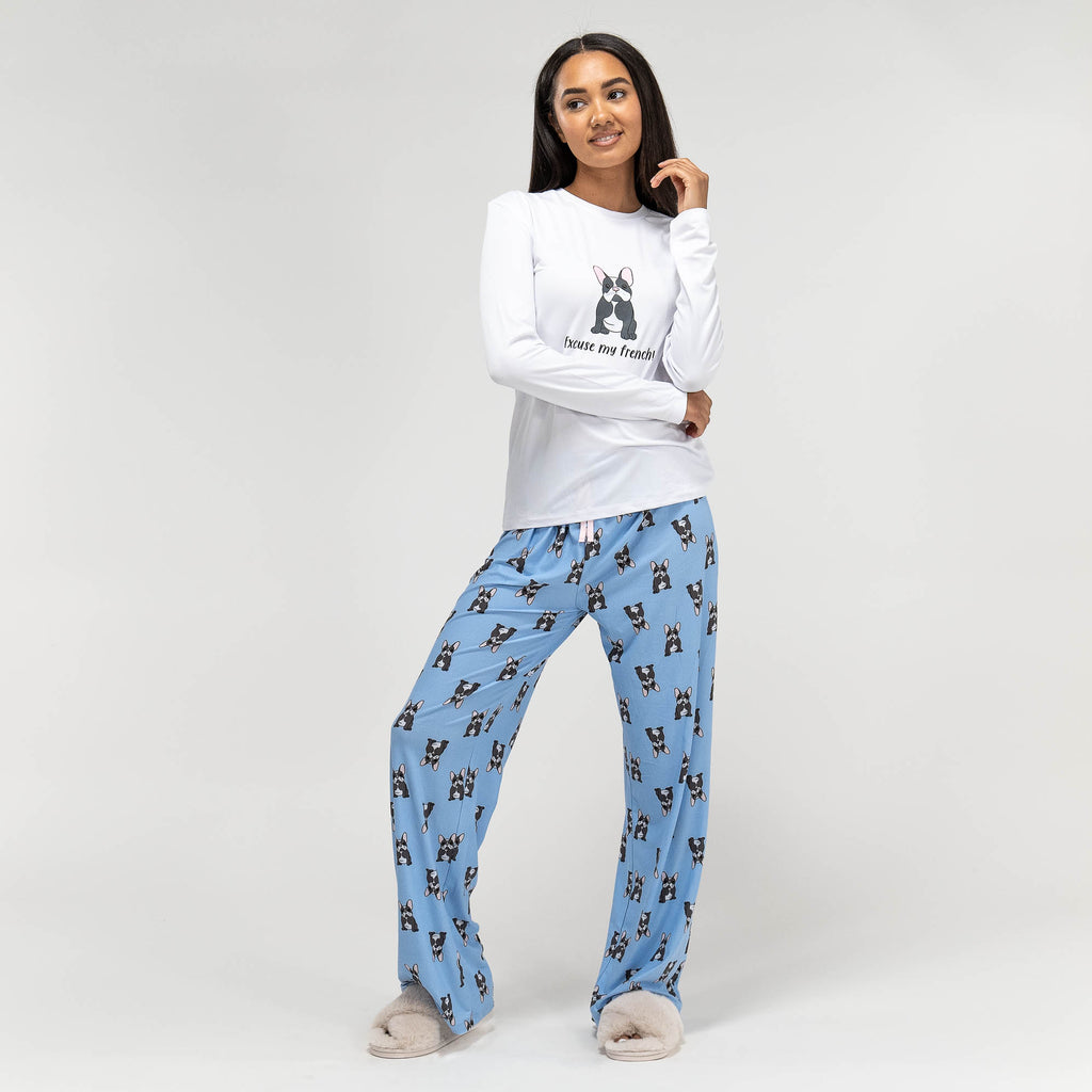 Women's Frenchie Slogan Jersey Pyjamas 01