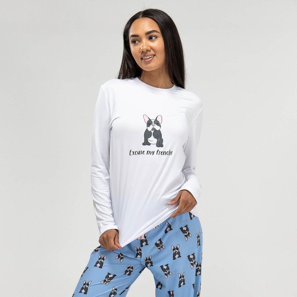 Women's Frenchie Slogan Jersey Pyjamas 04
