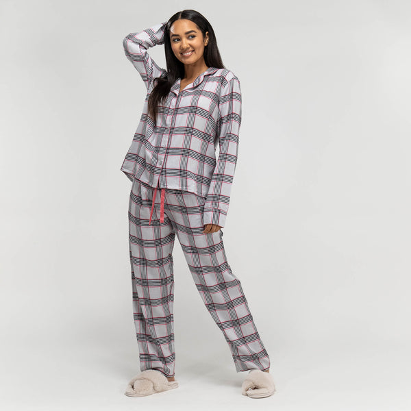 Women's Pink Check Cotton Pyjamas 01