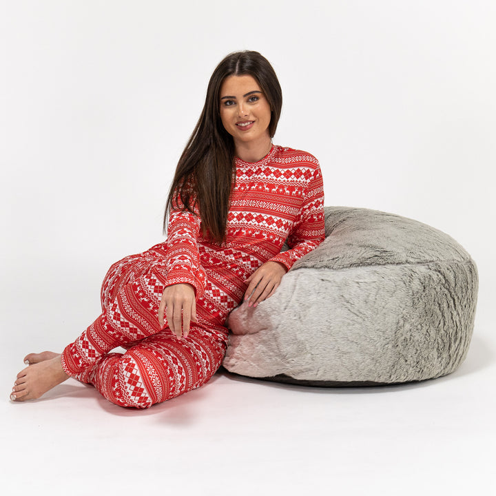 Women's Red Fairisle Jersey Christmas Pyjamas 04