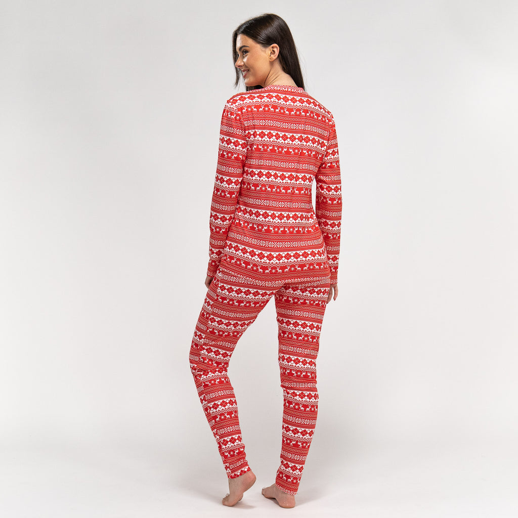 Women's Red Fairisle Jersey Christmas Pyjamas 05