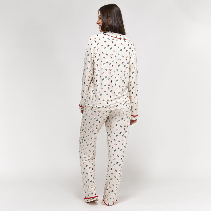 Women's Ski Scene Jersey Christmas Pyjamas 04